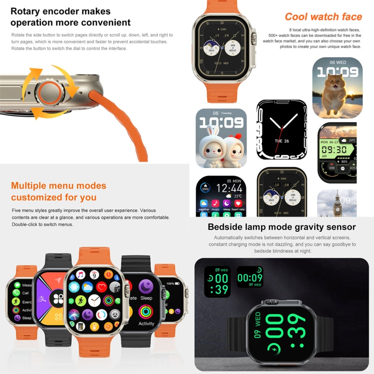 iW9 Ultra 2.04 inch Screen Smart Call Watch, BT Call / Heart Rate / Blood Pressure / Blood Oxygen(Orange Gold) - Smart Wristbands by PMC TechLife | Online Shopping South Africa | PMC TechLife
