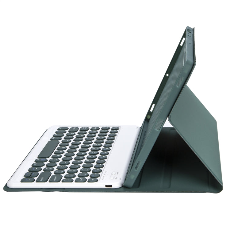 For Samsung Galaxy Tab A9+ X210/X215/X215 YA09B Candy Color TPU Round Keycap Bluetooth Keyboard Leather Case with Pen Slot(Dark Green) - free shipping - PMC TechLife - Order now!