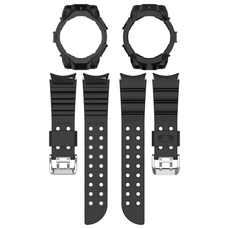 For Samsung Galaxy Watch 6 40mm Armor Silicone Watch Band + Watch Case Set(Black) - Watch Bands by PMC TechLife | Online Shopping South Africa | PMC TechLife | Buy Now Pay Later Mobicred