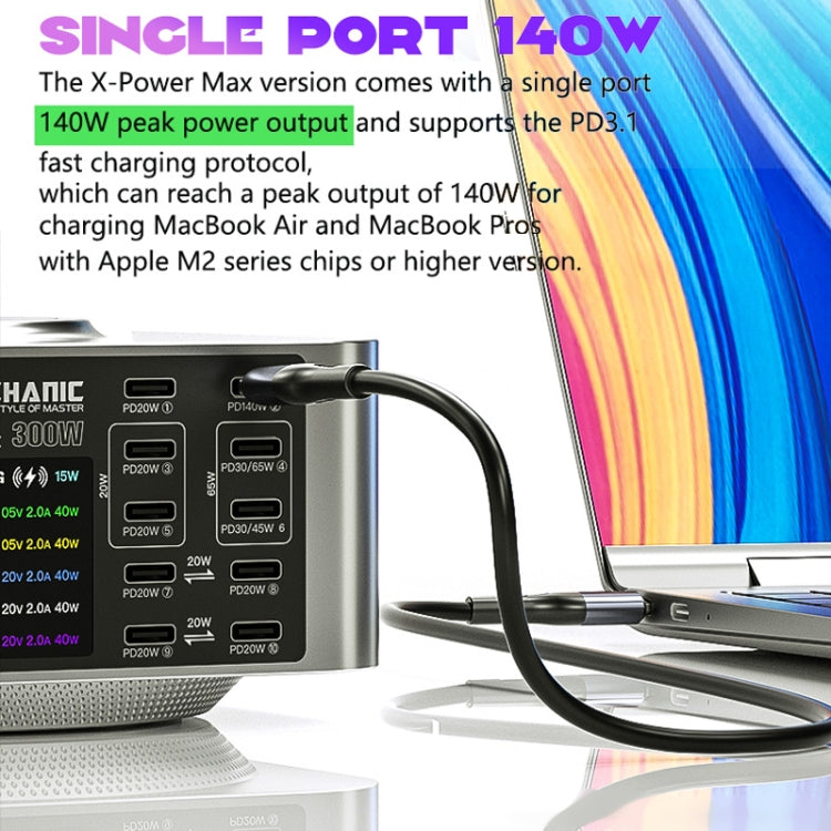 Mechanic X-Power Series Multiport Digital Display USB Charger Station with Wireless Charging, Total Power:200W(EU Plug) - free shipping - PMC TechLife - Order now!