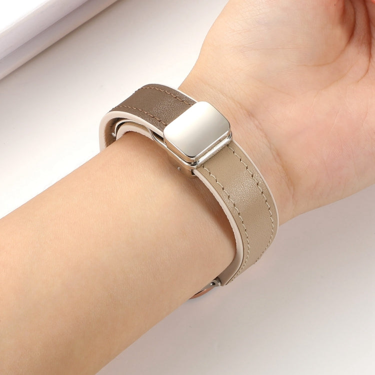 For Apple Watch Ultra 2 49mm Magnetic Folding Leather Silicone Watch Band(Apricot) - free shipping - PMC TechLife - Order now!