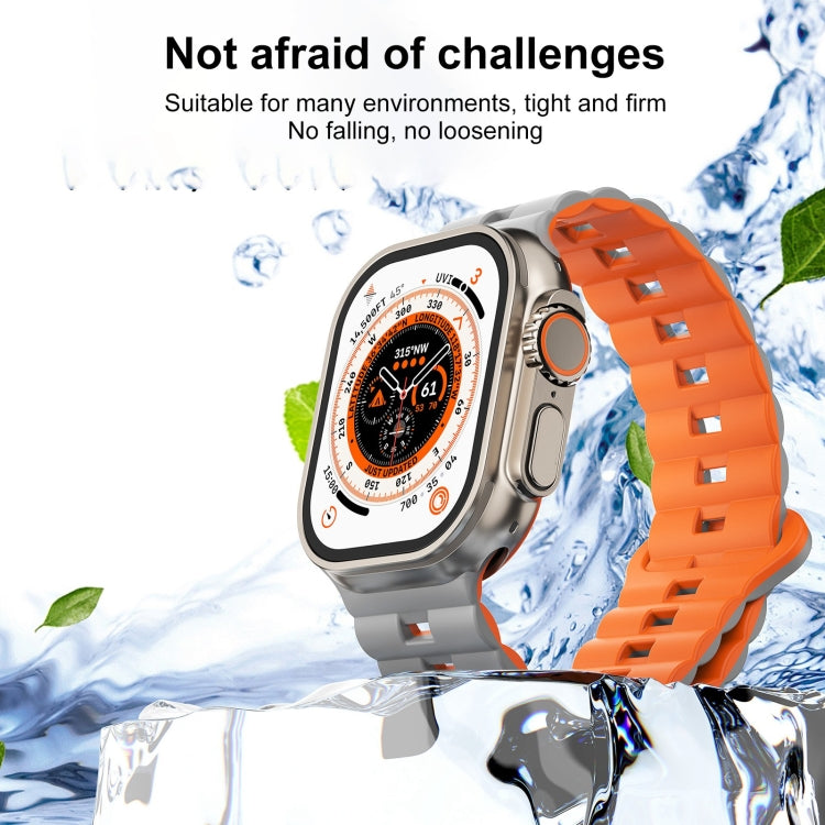 For Apple Watch Ultra 49mm Reverse Buckle Two Color Magnetic Silicone Watch Band(Black+Orange) - free shipping - PMC TechLife - Order now!