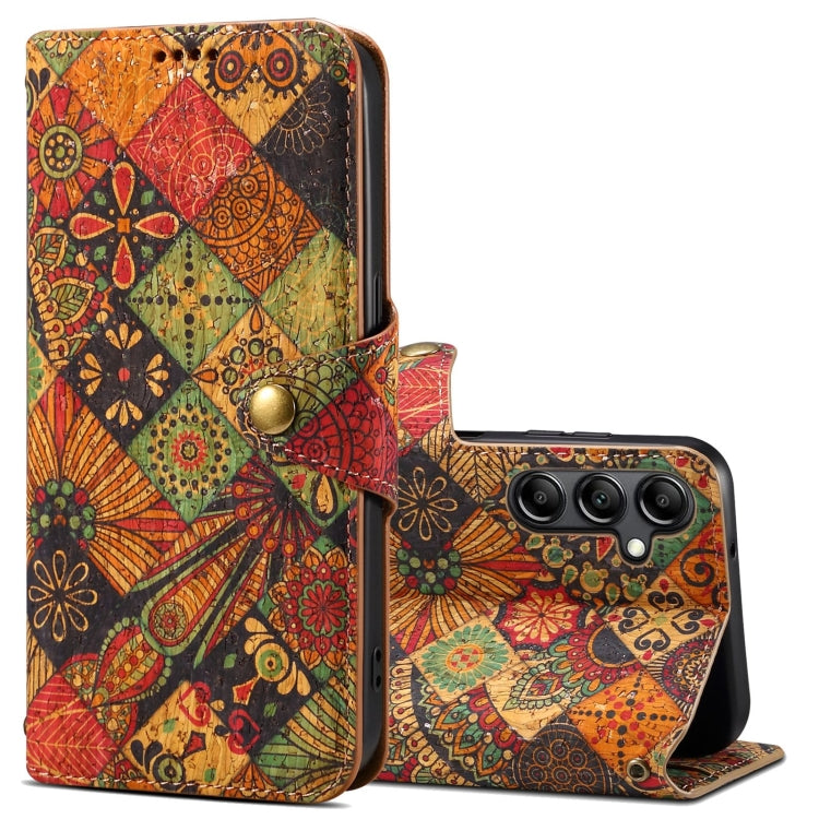 For Samsung Galaxy A14 5G Denior Flower Language Series Cork Fabric Oil Edge Leather Phone Case(Autumn) - Galaxy Phone Cases by Denior | Online Shopping South Africa | PMC TechLife | Buy Now Pay Later Mobicred