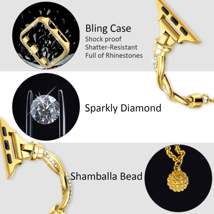 For Apple Watch Series 3 38mm Twist Bracelet Diamond Metal Watch Band(Gold) - free shipping - PMC TechLife - Order now!