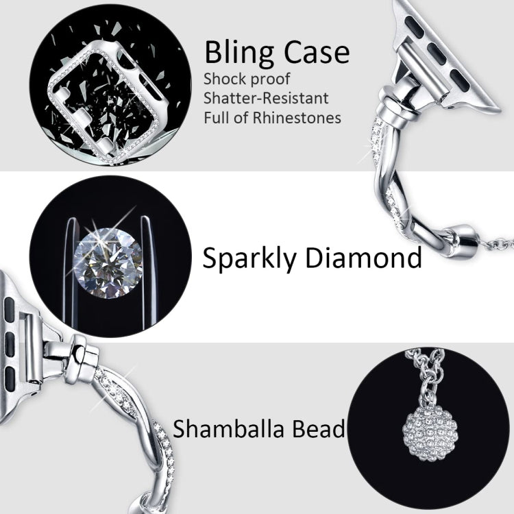 For Apple Watch 38mm Twist Bracelet Diamond Metal Watch Band(Silver) - free shipping - PMC TechLife - Order now!