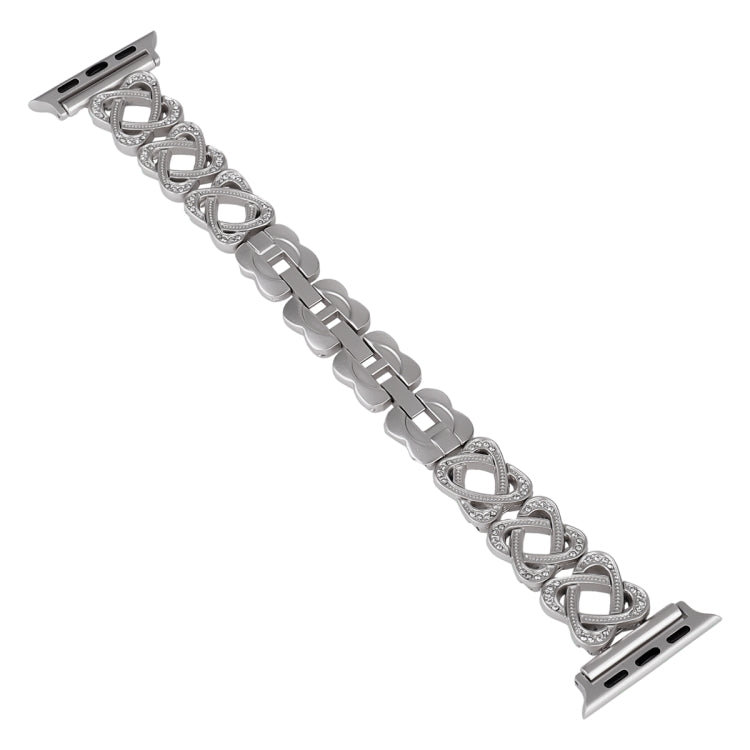 For Apple Watch Series 7 41mm Hearts Crossed Diamond Metal Watch Band(Starlight Color) - free shipping - PMC TechLife - Order now!