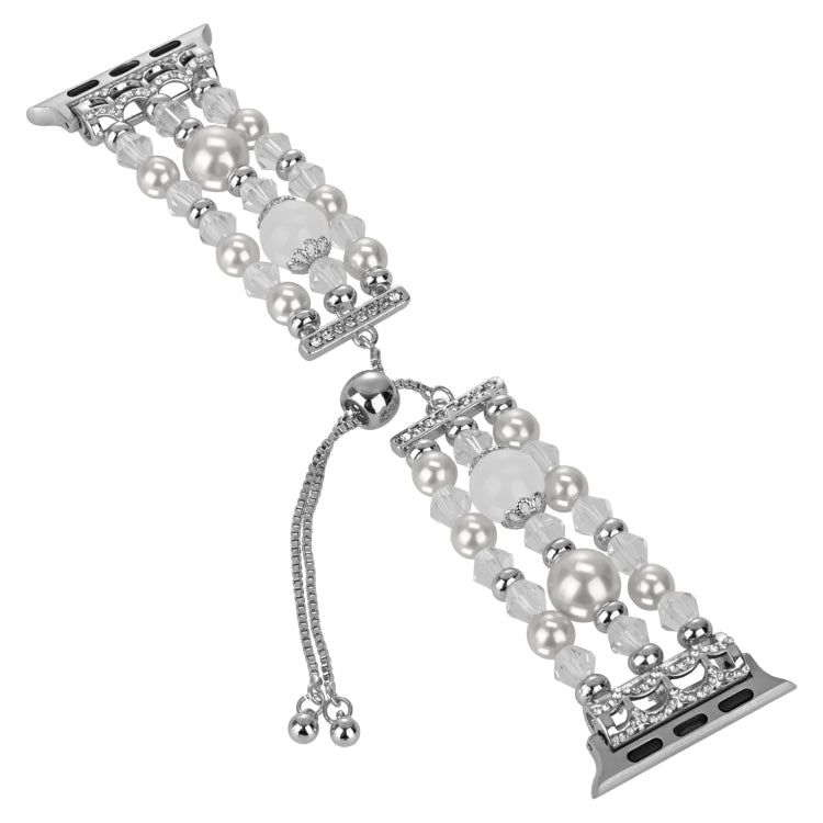 For Apple Watch Ultra 2 49mm Beaded Onyx Retractable Chain Watch Band(White) - free shipping - PMC TechLife - Order now!