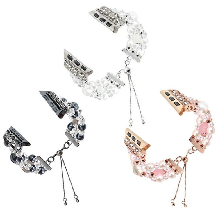 For Apple Watch Ultra 2 49mm Beaded Onyx Retractable Chain Watch Band(White) - free shipping - PMC TechLife - Order now!