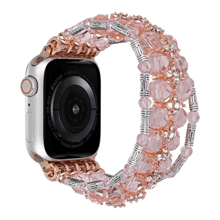 For Apple Watch SE 2022 44mm Beaded Diamond Bracelet Watch Band(Pink) - free shipping - PMC TechLife - Order now!