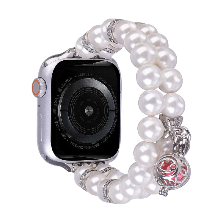 For Apple Watch SE 40mm Beaded Dual Row Pearl Bracelet Watch Band(White) - free shipping - PMC TechLife - Order now!