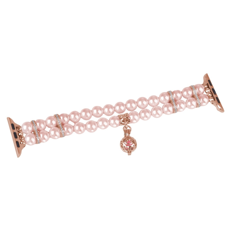 For Apple Watch 6 40mm Beaded Dual Row Pearl Bracelet Watch Band(Pink) - free shipping - PMC TechLife - Order now!