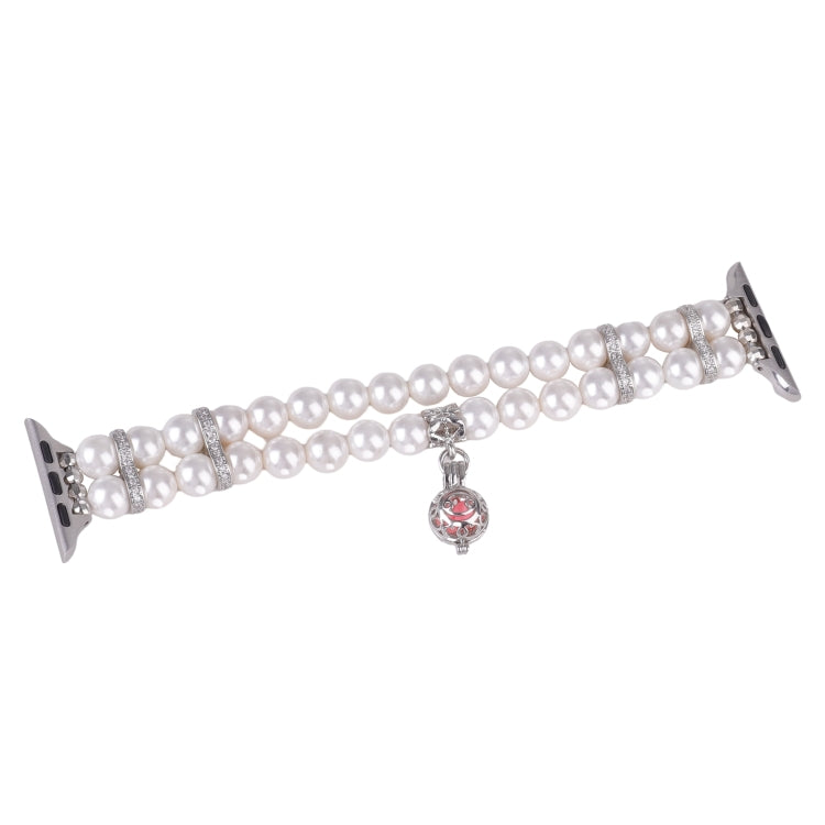 For Apple Watch Series 5 44mm Beaded Dual Row Pearl Bracelet Watch Band(White) - free shipping - PMC TechLife - Order now!