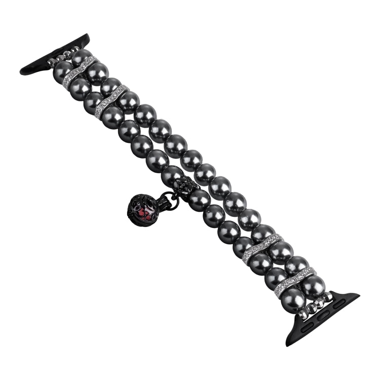 For Apple Watch Series 5 40mm Beaded Dual Row Pearl Bracelet Watch Band(Black) - free shipping - PMC TechLife - Order now!