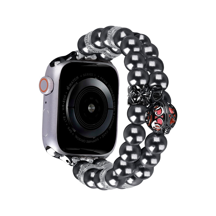 For Apple Watch 42mm Beaded Dual Row Pearl Bracelet Watch Band(Black) - free shipping - PMC TechLife - Order now!