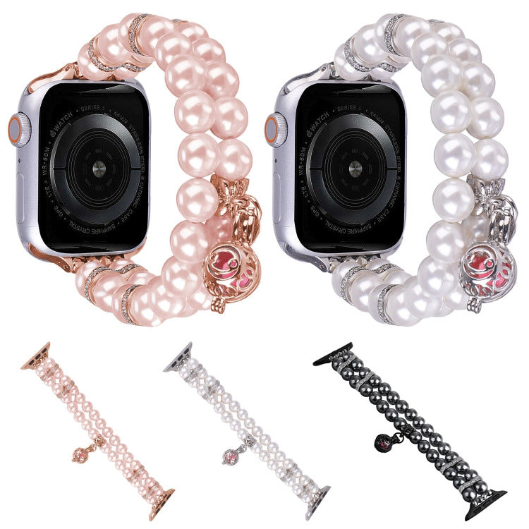 For Apple Watch SE 2023 44mm Beaded Dual Row Pearl Bracelet Watch Band(Black) - free shipping - PMC TechLife - Order now!
