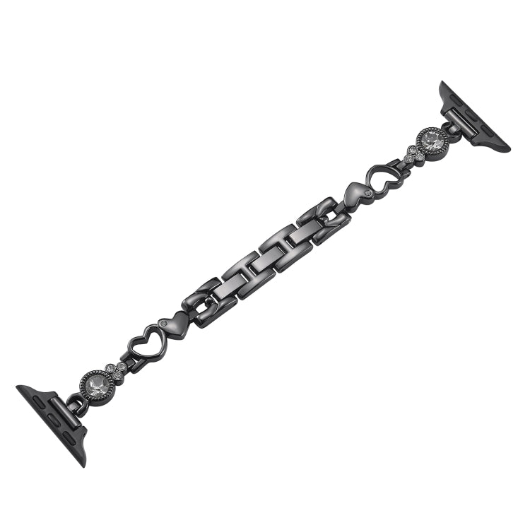 For Apple Watch Series 5 40mm Diamond Hearts Metal Chain Watch Band(Black) - free shipping - PMC TechLife - Order now!