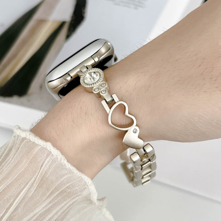 For Apple Watch Series 2 42mm Diamond Hearts Metal Chain Watch Band(Starlight) - free shipping - PMC TechLife - Order now!