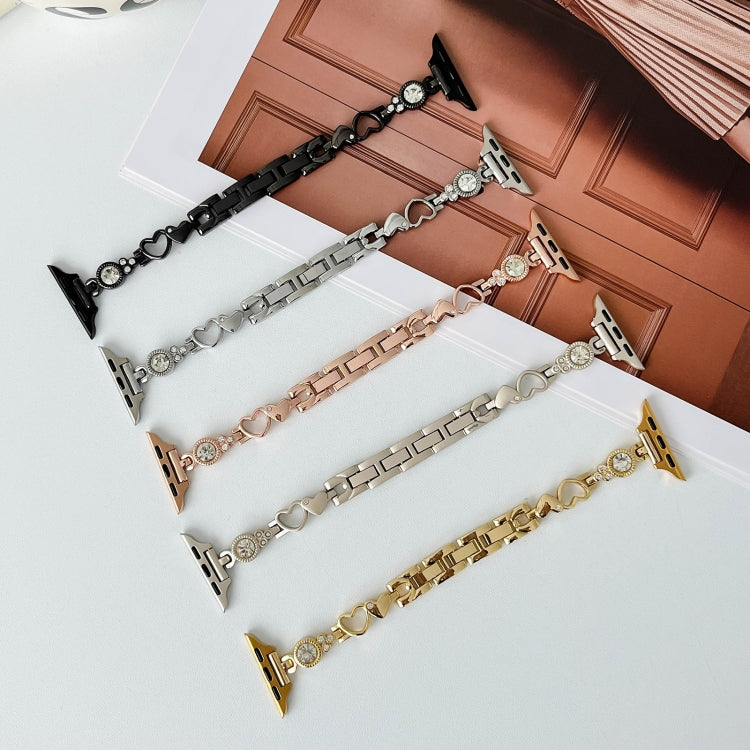 For Apple Watch Series 5 40mm Diamond Hearts Metal Chain Watch Band(Black) - free shipping - PMC TechLife - Order now!