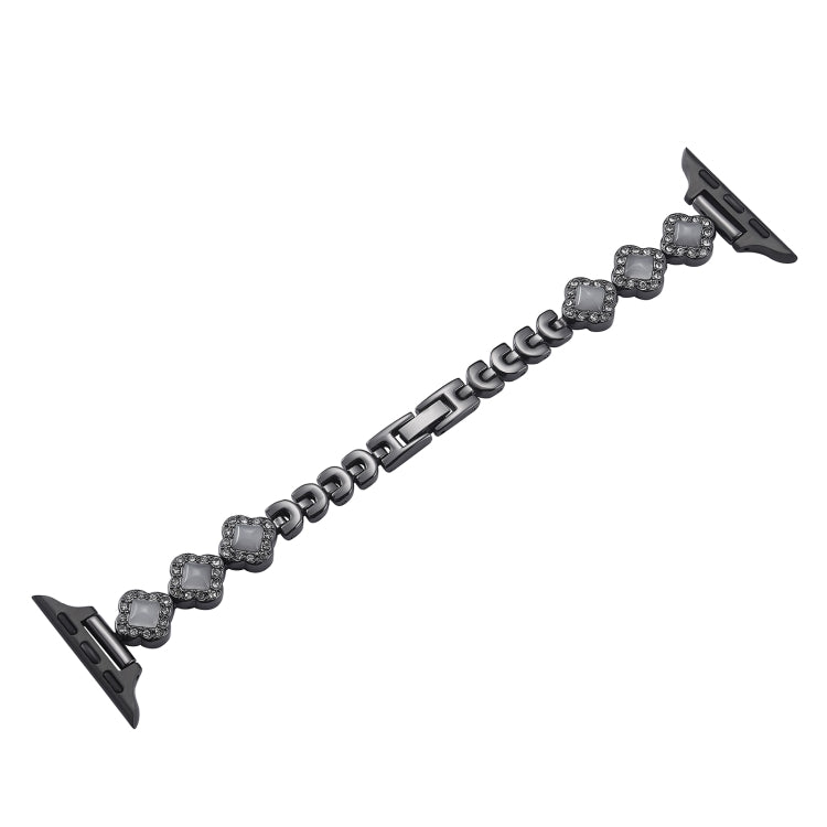 For Apple Watch Ultra 49mm Diamond Four-leaf Clover Metal Chain Watch Band(Black) - free shipping - PMC TechLife - Order now!
