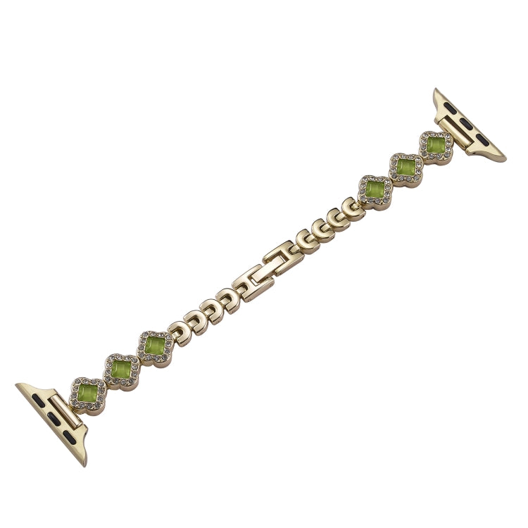 For Apple Watch SE 2022 40mm Diamond Four-leaf Clover Metal Chain Watch Band(Gold) - free shipping - PMC TechLife - Order now!