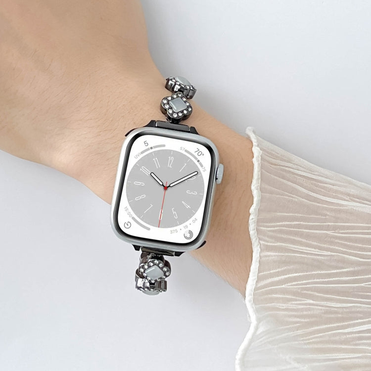 For Apple Watch Ultra 49mm Diamond Four-leaf Clover Metal Chain Watch Band(Black) - free shipping - PMC TechLife - Order now!