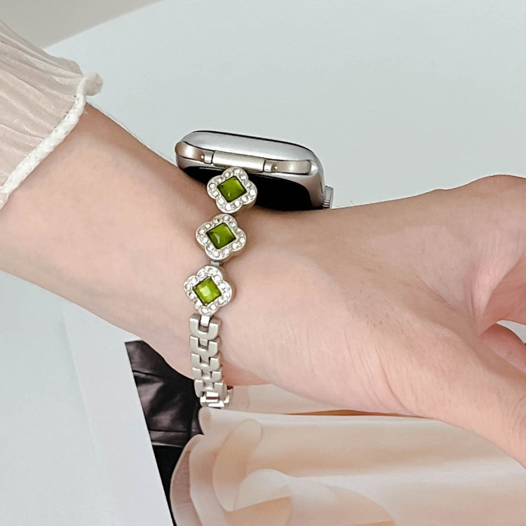 For Apple Watch SE 2022 40mm Diamond Four-leaf Clover Metal Chain Watch Band(Gold) - free shipping - PMC TechLife - Order now!