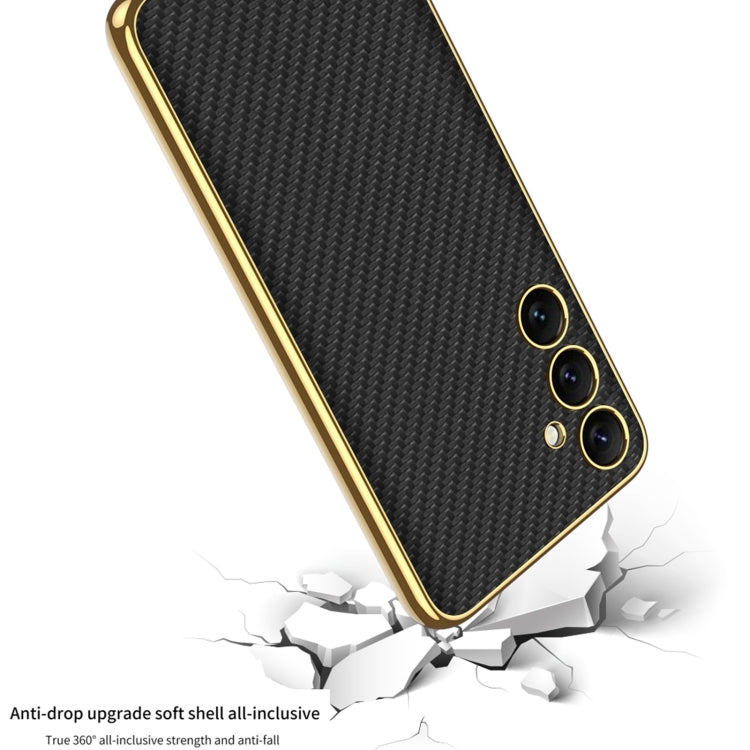 For Samsung Galaxy S24 5G GKK Plating TPU + Leather Full Coverage Phone Case(Carbon Fiber) - free shipping - PMC TechLife - Order now!
