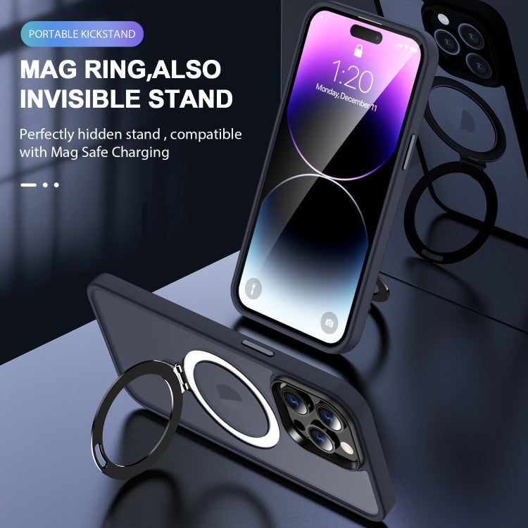 For iPhone 15 Pro Max Skin-feel MagSafe Holder PC Hybrid TPU Phone Case(Dark Blue) - iPhone 15 Pro Max Cases by PMC TechLife | Online Shopping South Africa | PMC TechLife | Buy Now Pay Later Mobicred