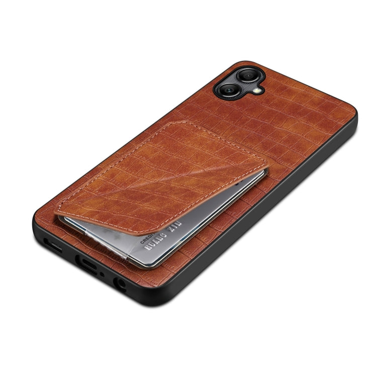 For Samsung Galaxy S23 5G Denior Imitation Crocodile Leather Back Phone Case with Holder(Brown) - free shipping - PMC TechLife - Order now!