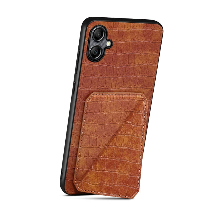 For Samsung Galaxy S23 FE 5G Denior Imitation Crocodile Leather Back Phone Case with Holder(Brown) - Galaxy S23 FE 5G Cases by Denior | Online Shopping South Africa | PMC TechLife
