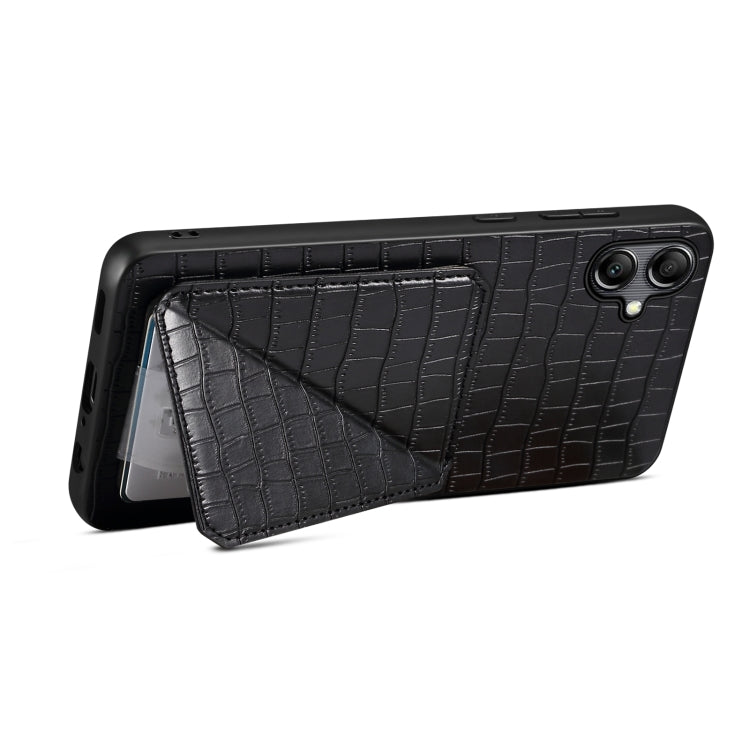 For Samsung Galaxy S24 Ultra 5G Denior Imitation Crocodile Leather Back Phone Case with Holder(Black) - Galaxy S24 Ultra 5G Cases by Denior | Online Shopping South Africa | PMC TechLife | Buy Now Pay Later Mobicred
