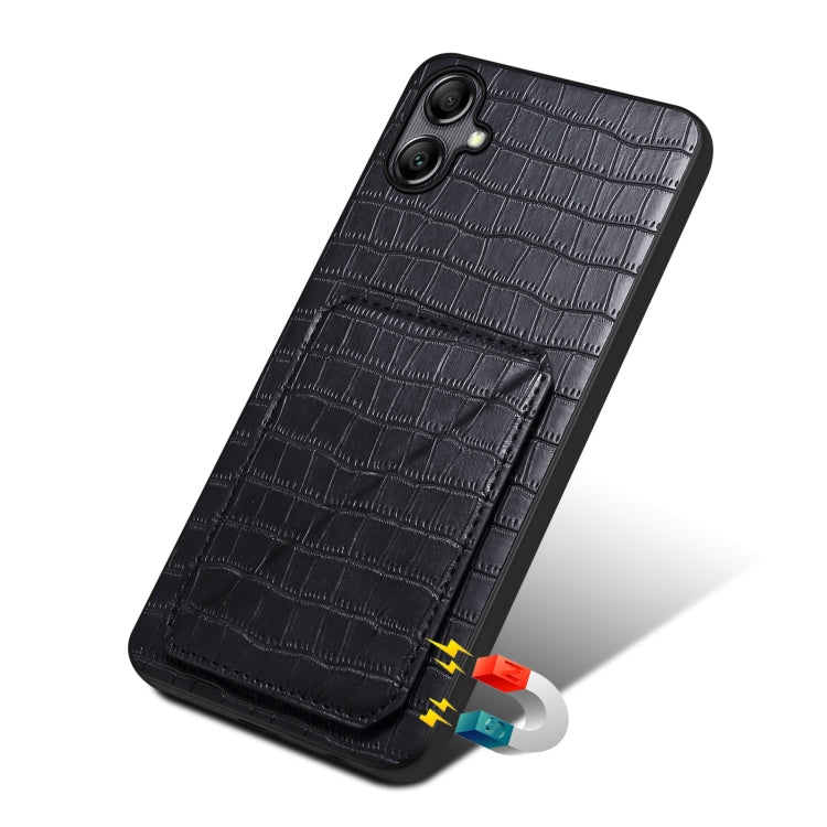 For Samsung Galaxy S24 Ultra 5G Denior Imitation Crocodile Leather Back Phone Case with Holder(Black) - Galaxy S24 Ultra 5G Cases by Denior | Online Shopping South Africa | PMC TechLife | Buy Now Pay Later Mobicred