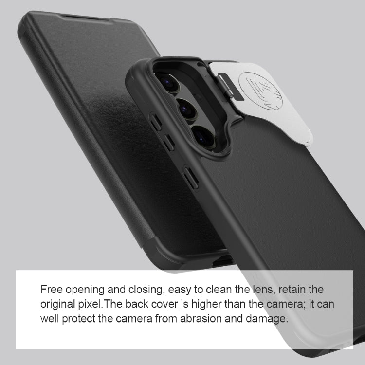 For Samsung Galaxy S24+ 5G NILLKIN Qin Prop Series Flip Camera Cover Design Leather Phone Case(Brown) - Galaxy S24+ 5G Cases by NILLKIN | Online Shopping South Africa | PMC TechLife | Buy Now Pay Later Mobicred