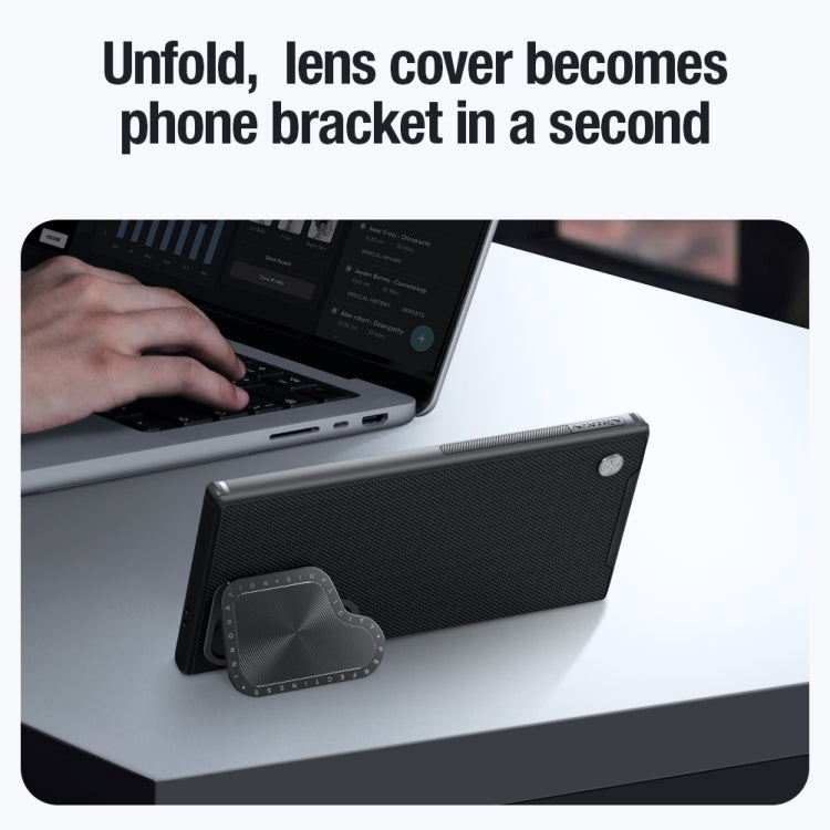 For Samsung Galaxy S24 Ultra 5G NILLKIN Textured Prop Camera Cover Holder Design Nylon MagSafe Magnetic Phone Case(Black) - free shipping - PMC TechLife - Order now!