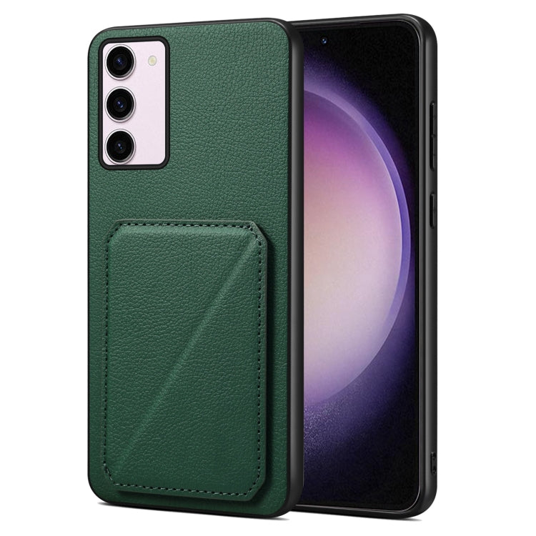 For Samsung Galaxy S23 5G Denior Imitation Calf Leather Back Phone Case with Holder(Green) - Galaxy S23 5G Cases by Denior | Online Shopping South Africa | PMC TechLife | Buy Now Pay Later Mobicred