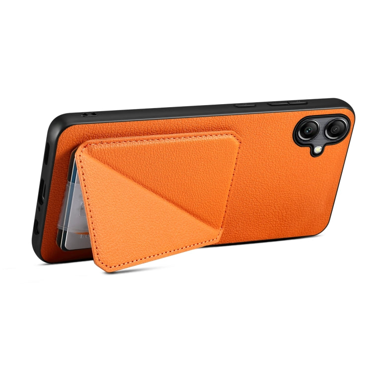 For Samsung Galaxy S23 FE 5G Denior Imitation Calf Leather Back Phone Case with Holder(Orange) - Galaxy S23 FE 5G Cases by Denior | Online Shopping South Africa | PMC TechLife | Buy Now Pay Later Mobicred