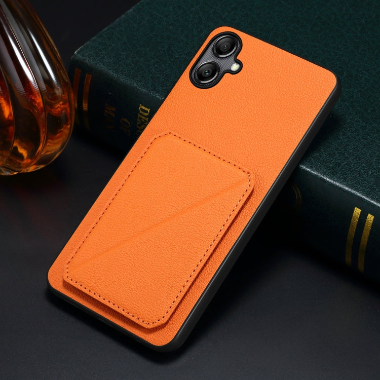 For Samsung Galaxy S23 FE 5G Denior Imitation Calf Leather Back Phone Case with Holder(Orange) - Galaxy S23 FE 5G Cases by Denior | Online Shopping South Africa | PMC TechLife | Buy Now Pay Later Mobicred