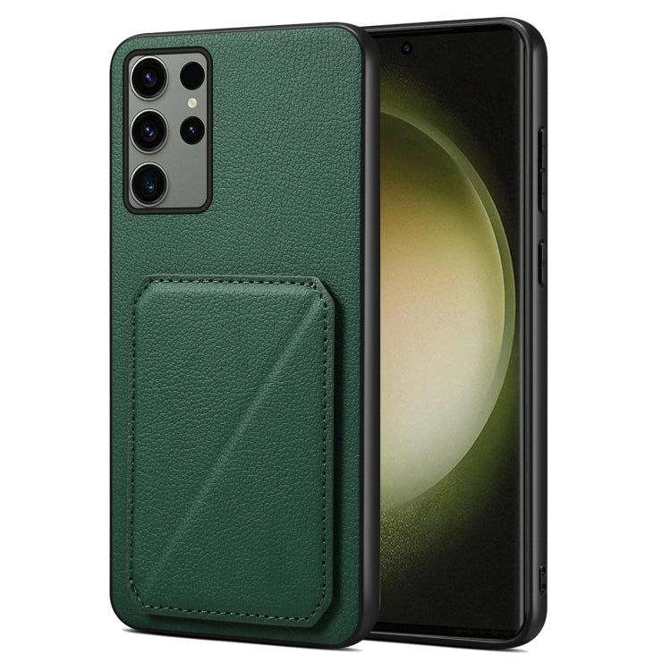 For Samsung Galaxy S23 Ultra 5G Denior Imitation Calf Leather Back Phone Case with Holder(Green) - free shipping - PMC TechLife - Order now!