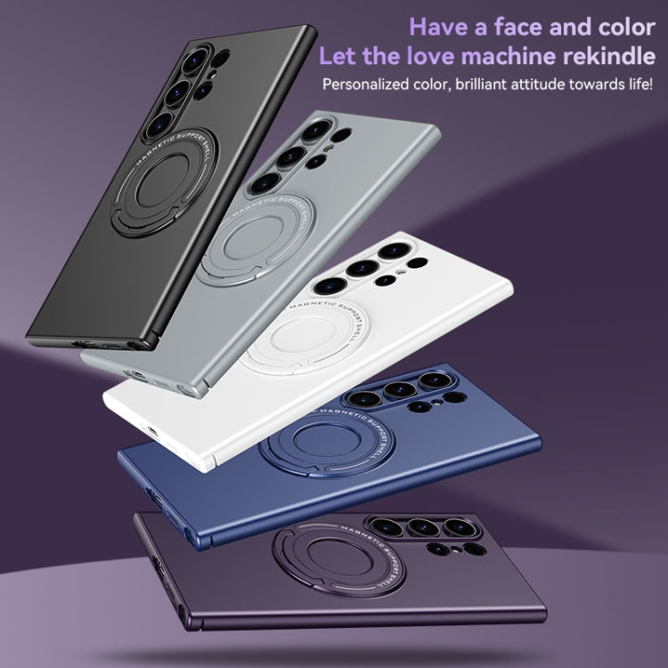 For Samsung Galaxy S24 5G Matte Magsafe Magnetic Phone Case with Trolley Holder(Night Purple) - Galaxy S24 5G Cases by PMC TechLife | Online Shopping South Africa | PMC TechLife