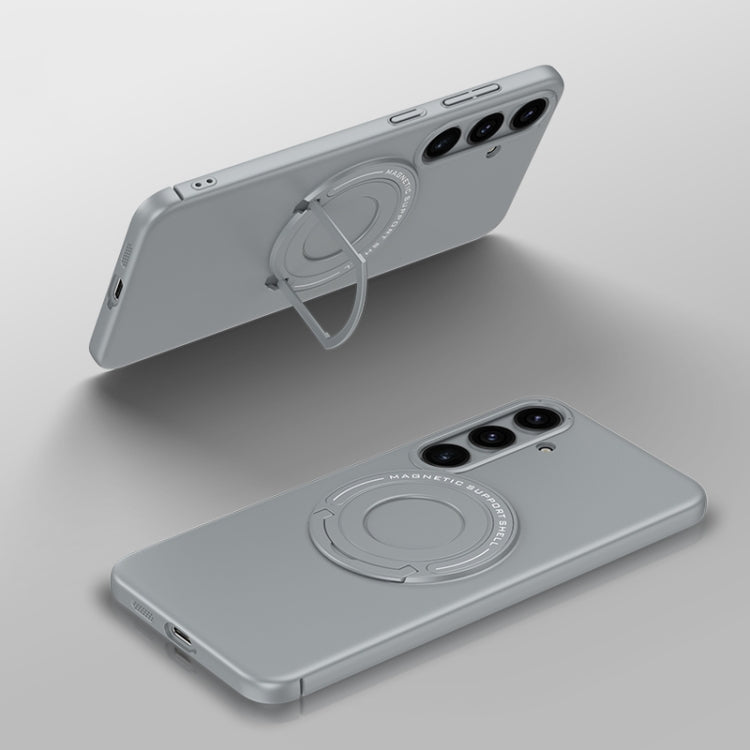 For Samsung Galaxy S24 5G Matte Magsafe Magnetic Phone Case with Trolley Holder(Grey) - Galaxy S24 5G Cases by PMC TechLife | Online Shopping South Africa | PMC TechLife
