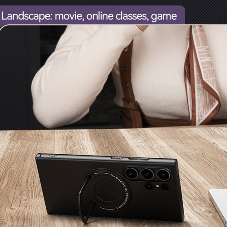 For Samsung Galaxy S24 5G Matte Magsafe Magnetic Phone Case with Trolley Holder(Grey) - Galaxy S24 5G Cases by PMC TechLife | Online Shopping South Africa | PMC TechLife