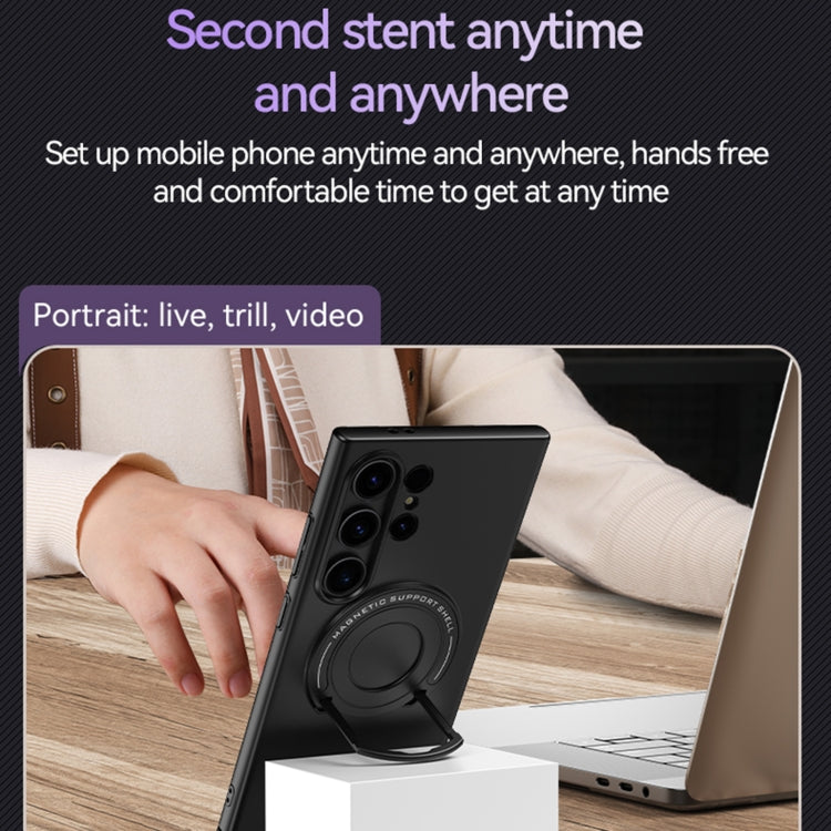 For Samsung Galaxy S24+ 5G Matte Magsafe Magnetic Phone Case with Trolley Holder(Dark Blue) - Galaxy S24+ 5G Cases by PMC TechLife | Online Shopping South Africa | PMC TechLife