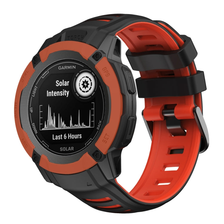 Compatible with Garmin Instinct 2X Two Color Silicone Watch Band(Black Red) - Watch Bands by PMC TechLife | Online Shopping South Africa | PMC TechLife | Buy Now Pay Later Mobicred