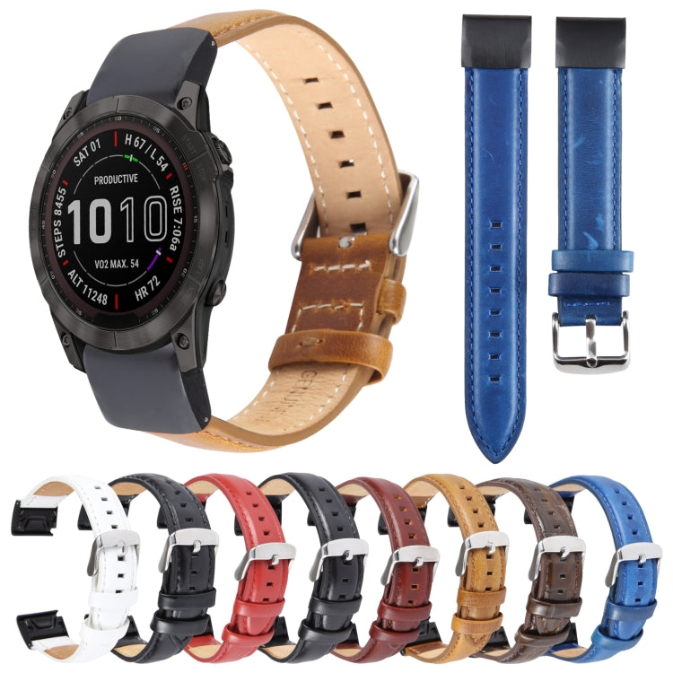 Compatible with Garmin Fenix 7X 26mm Plain Weave Genuine Leather Watch Band(Red) - free shipping - PMC TechLife - Order now!