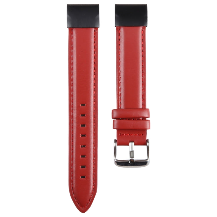 Compatible with Garmin Fenix 7X 26mm Bamboo Joint Texture Genuine Leather Watch Band(Red) - Watch Bands by PMC TechLife | Online Shopping South Africa | PMC TechLife | Buy Now Pay Later Mobicred