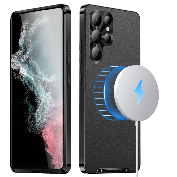 For Samsung Galaxy S23 Ultra 5G MagSafe Magnetic Plain Metal Phone Case(Black) - Galaxy S23 Ultra 5G Cases by PMC TechLife | Online Shopping South Africa | PMC TechLife