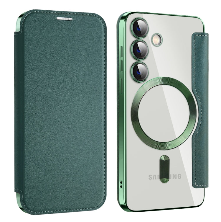 For Samsung Galaxy S24 5G MagSafe Magnetic RFID Anti-theft Leather Phone Case(Dark Green) - Galaxy S24 5G Cases by PMC TechLife | Online Shopping South Africa | PMC TechLife