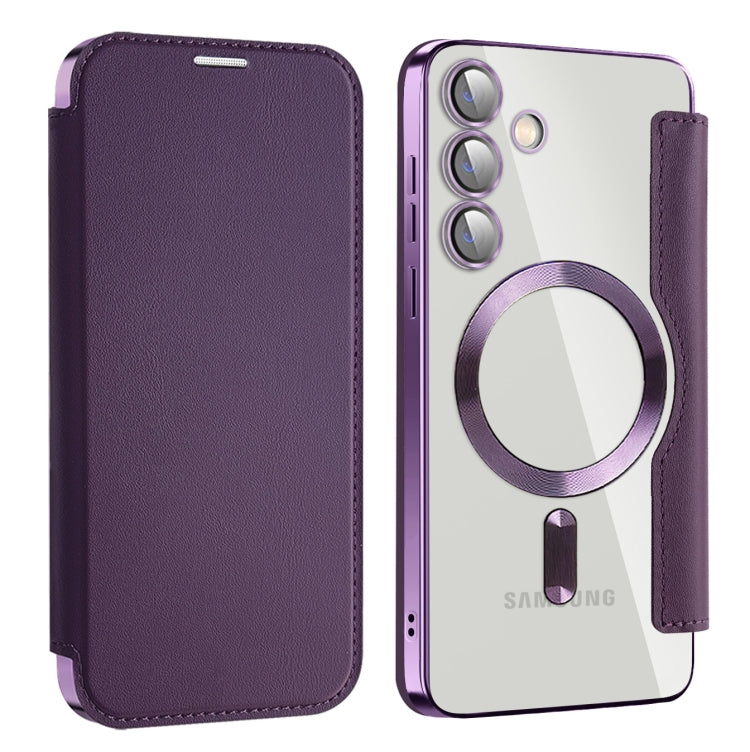 For Samsung Galaxy S24+ 5G MagSafe Magnetic RFID Anti-theft Leather Phone Case(Dark Purple) - Galaxy S24+ 5G Cases by PMC TechLife | Online Shopping South Africa | PMC TechLife
