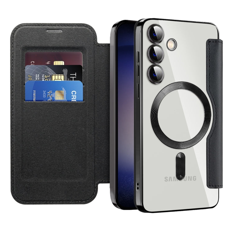 For Samsung Galaxy S24+ 5G MagSafe Magnetic RFID Anti-theft Leather Phone Case(Grey) - Galaxy S24+ 5G Cases by PMC TechLife | Online Shopping South Africa | PMC TechLife