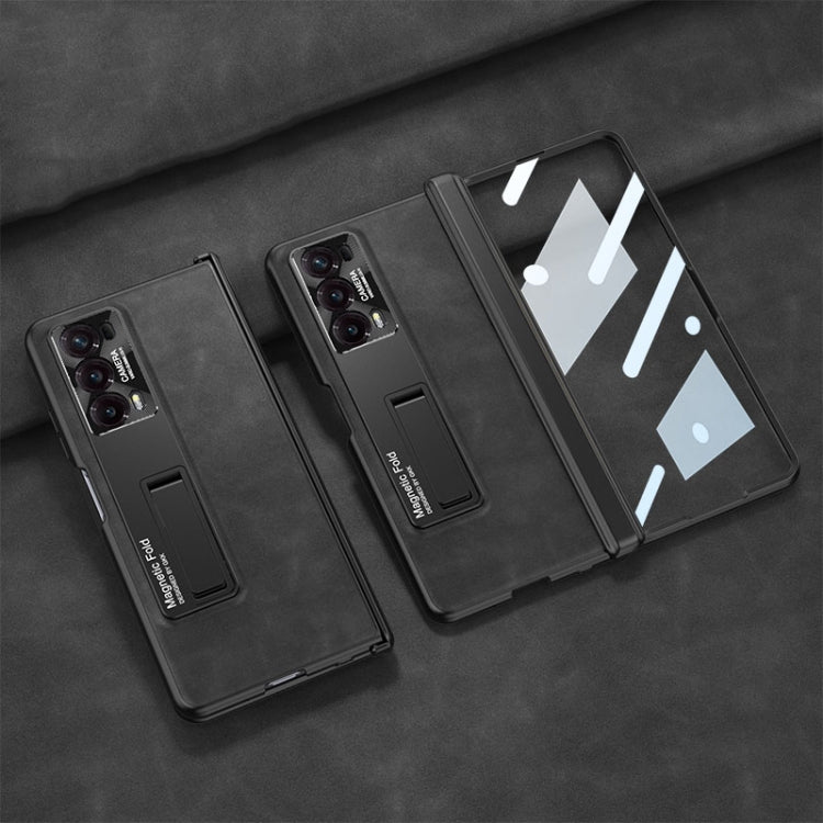 For Honor Magic V2 GKK Integrated Frosted Fold Hinge Leather Phone Case with Holder(Black) - free shipping - PMC TechLife - Order now!